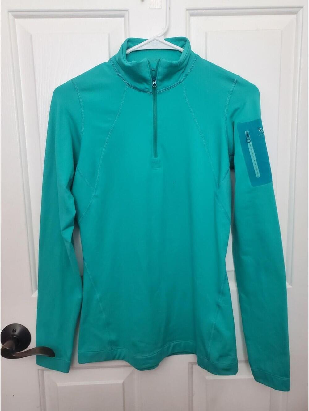Arc'teryx RHO Zip Neck Womens Sz S Green 1/4 Zip Pullover Lightweight Base Layer